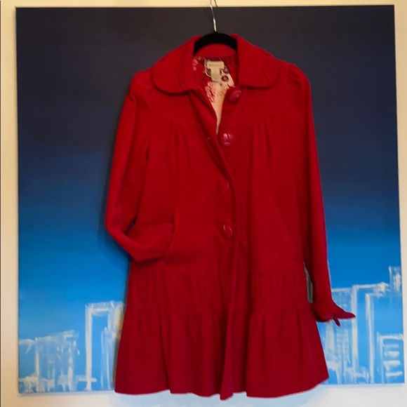 Anthro- Elevenses True Red Corduroy Coat